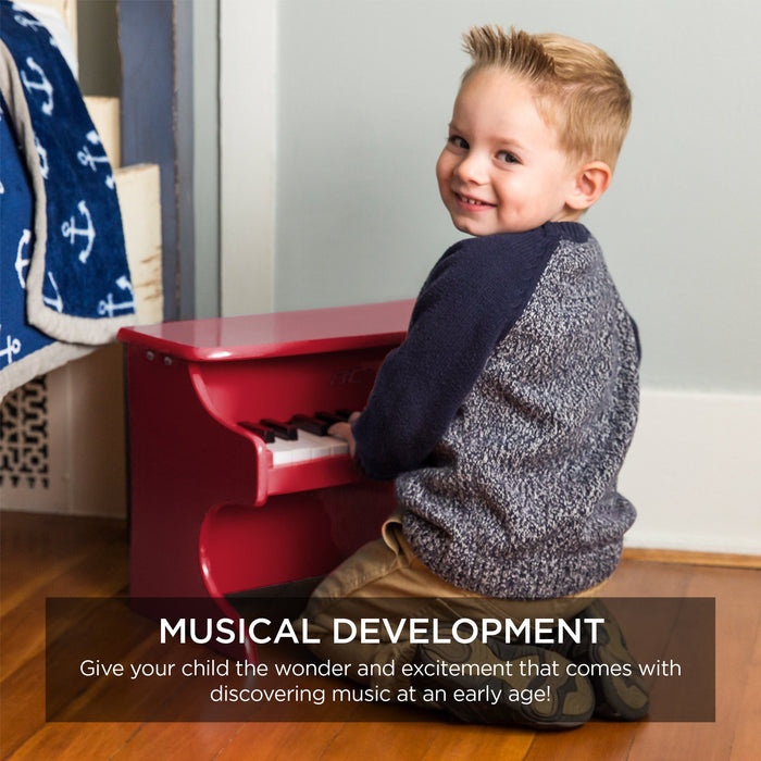 Mini piano en bois à 25 touches pour enfants avec autocollants de notes clés et livre de musique