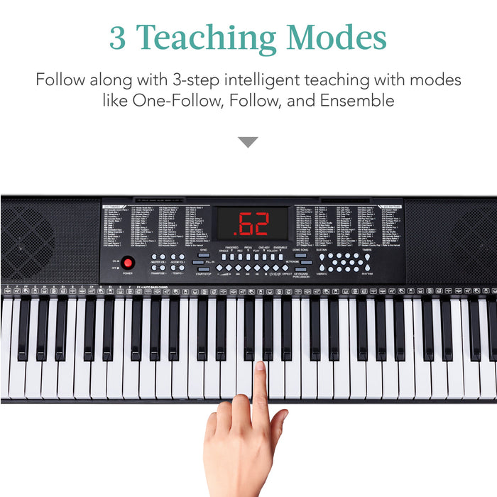 61-Key Beginners Electronic Keyboard Piano Set w/ 3 Modes, Microphone