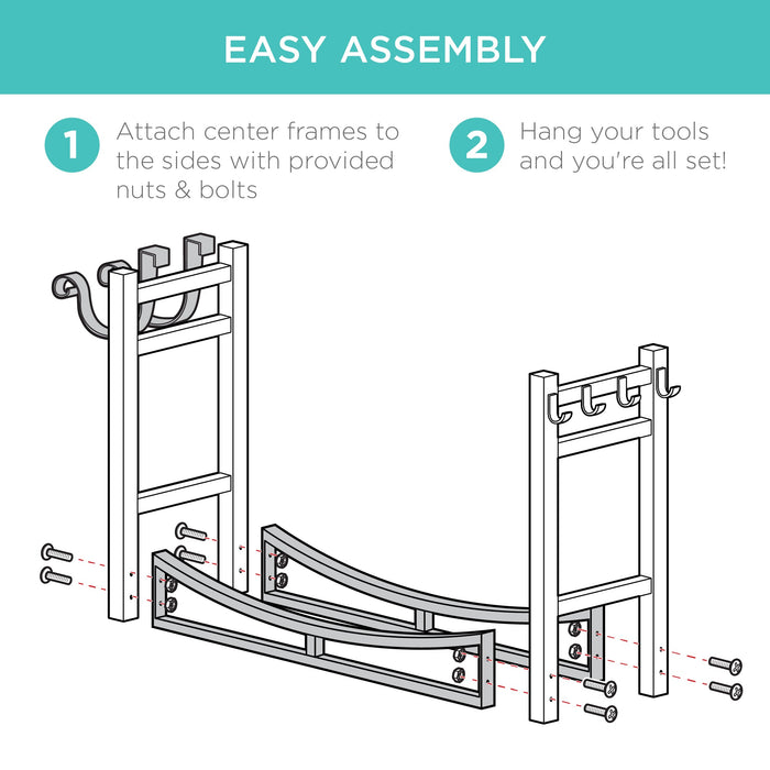 Support de rangement pour bûches de bois de chauffage en acier et ensemble d'outils avec support pour bois d'allumage - 34,25 po