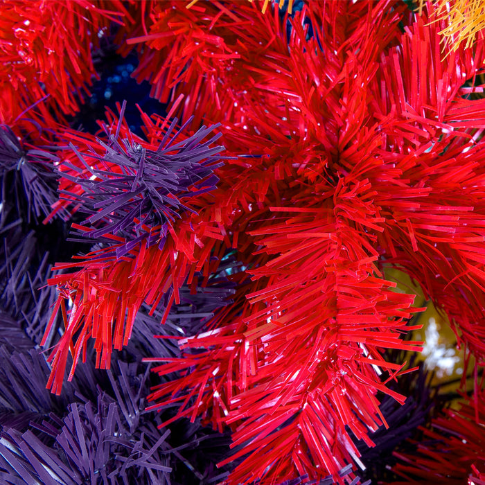 Sapin de Noël artificiel arc-en-ciel de 7 pieds, décoration de vacances avec support en métal