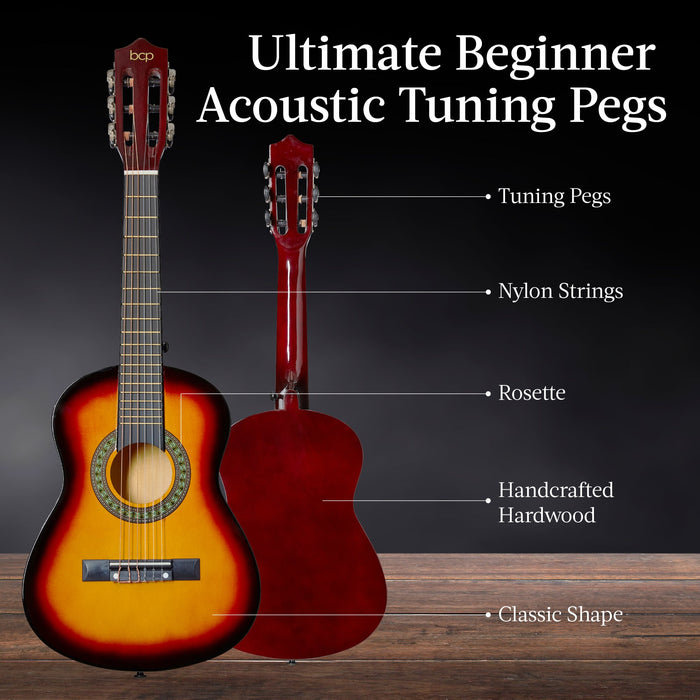 Kids Acoustic Guitar Beginner Starter Kit with Carrying Case - 30in