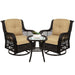 3-Piece Patio Wicker Bistro Furniture Set w/ 2 Swivel Rocking Chairs, Table