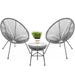 3-Piece All-Weather Patio Acapulco Bistro Set w/ Rope, Glass Top Table