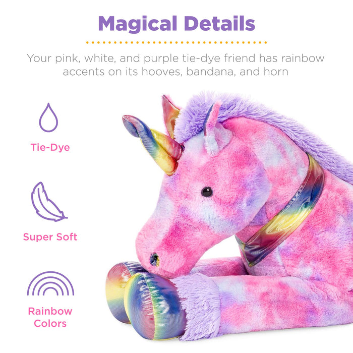 Peluche licorne arc-en-ciel extra large grandeur nature pour enfants avec fourrure douce