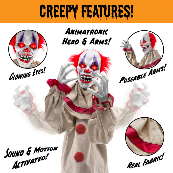 Scary Harry le clown tueur animatronique activé par le mouvement accessoire d'Halloween