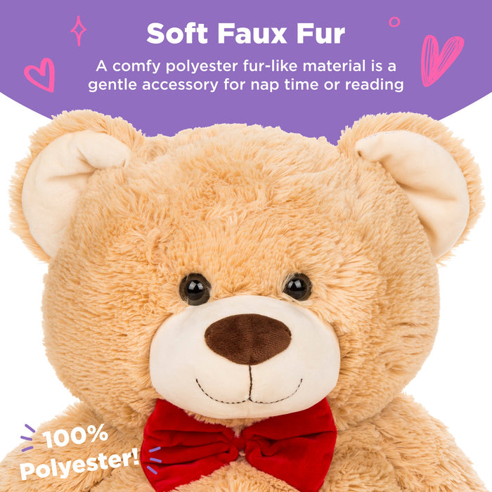 Ours en peluche géant avec nœud papillon et empreintes de pattes - 35 pouces