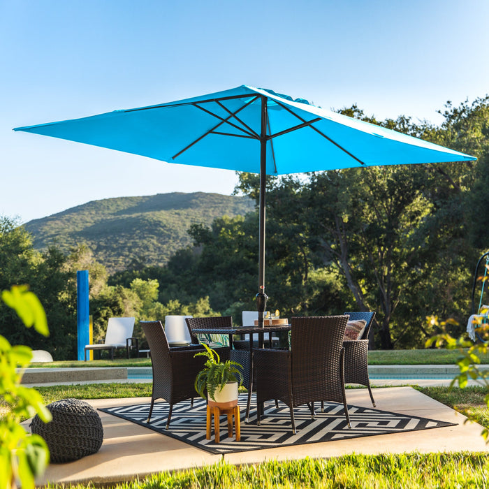 Rectangular Patio Umbrella w/ Easy Crank, UV-Resistant Fabric - 8x11ft