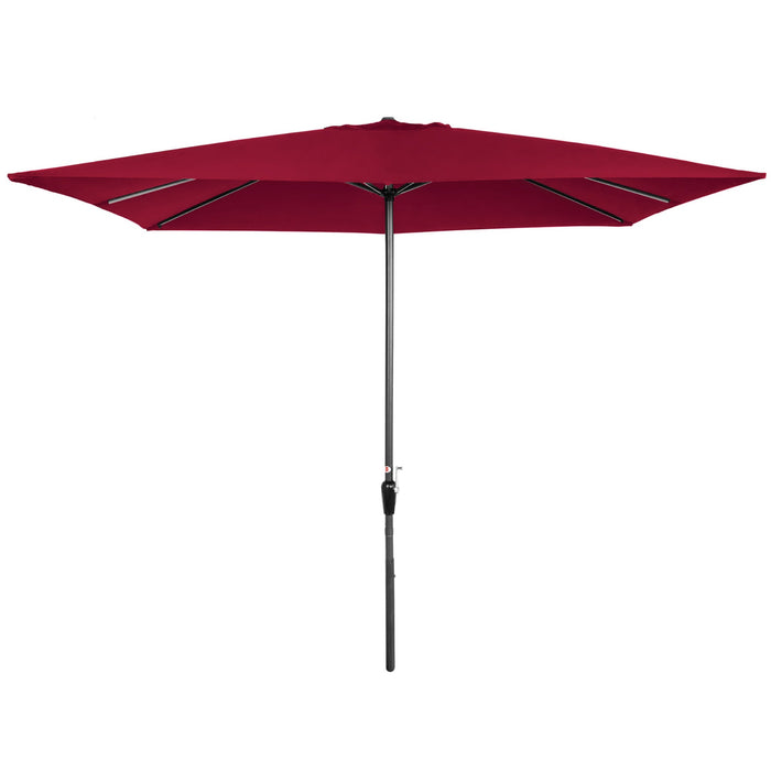 Rectangular Patio Umbrella w/ Easy Crank, UV-Resistant Fabric - 8x11ft