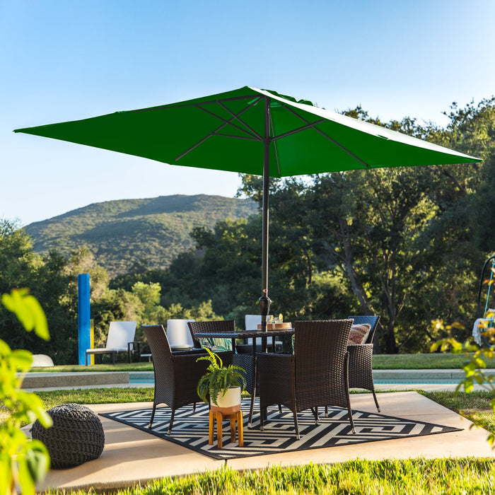 Rectangular Patio Umbrella w/ Easy Crank, UV-Resistant Fabric - 8x11ft