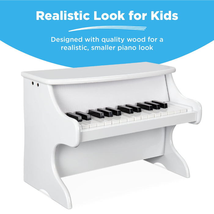 Mini piano en bois à 25 touches pour enfants avec autocollants de notes clés et livre de musique