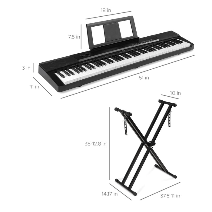 Ensemble de piano numérique à 88 touches avec touches semi-lestées, support et pédale de sustain