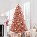 Prelit Pink Artificial Tinsel Christmas Tree w/ Foldable Stand