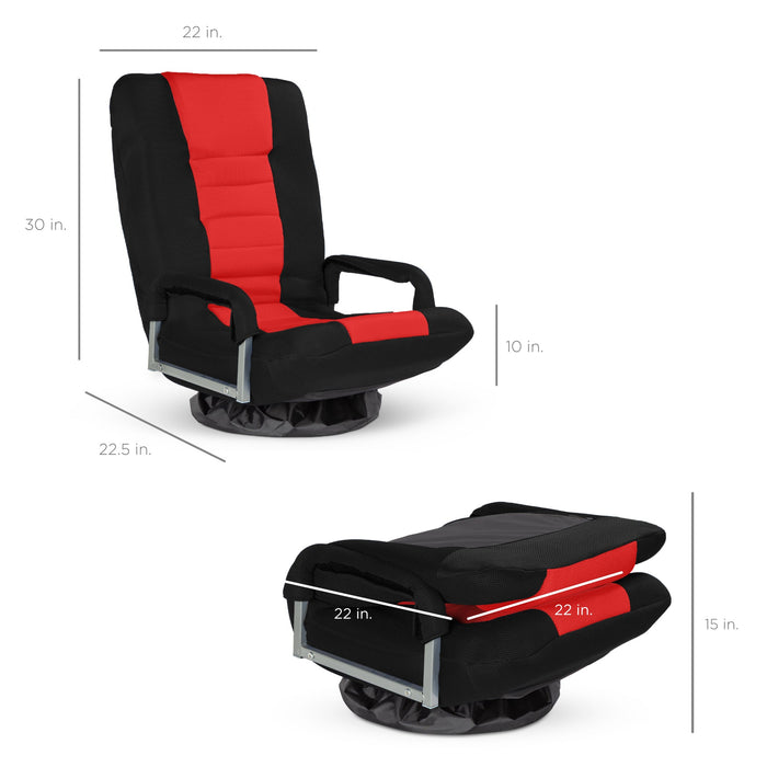 Gaming Floor Chair w/ 360-Degree Swivel, Armrest, Adjustable Backrest