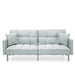 Convertible Linen Tufted Futon w/ 2 Plush Pillows, Split-Back Design