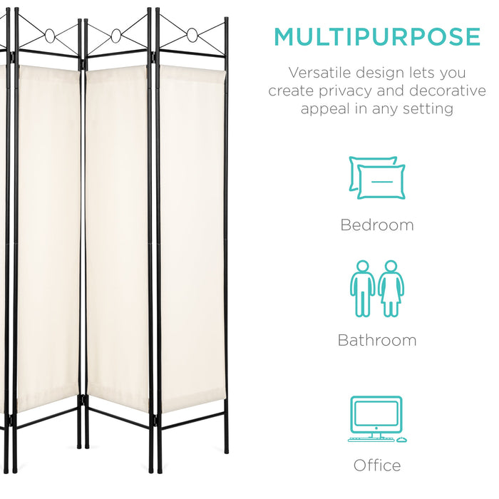 4-Panel Folding Privacy Screen Room Divider Decoration Accent, 6ft