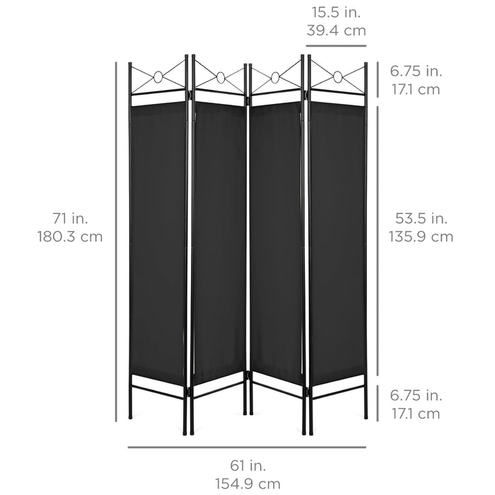 4-Panel Folding Privacy Screen Room Divider Decoration Accent, 6ft