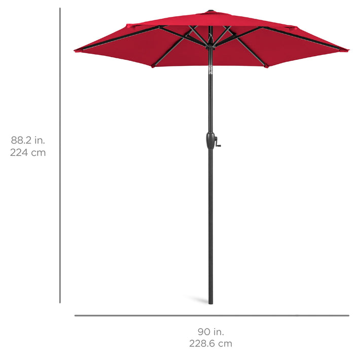 Outdoor Market Patio Umbrella w/ Push Button Tilt, Crank Lift - 7.5ft