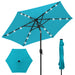 Outdoor Solar Patio Umbrella w/ Push Button Tilt, Crank Lift - 7.5ft