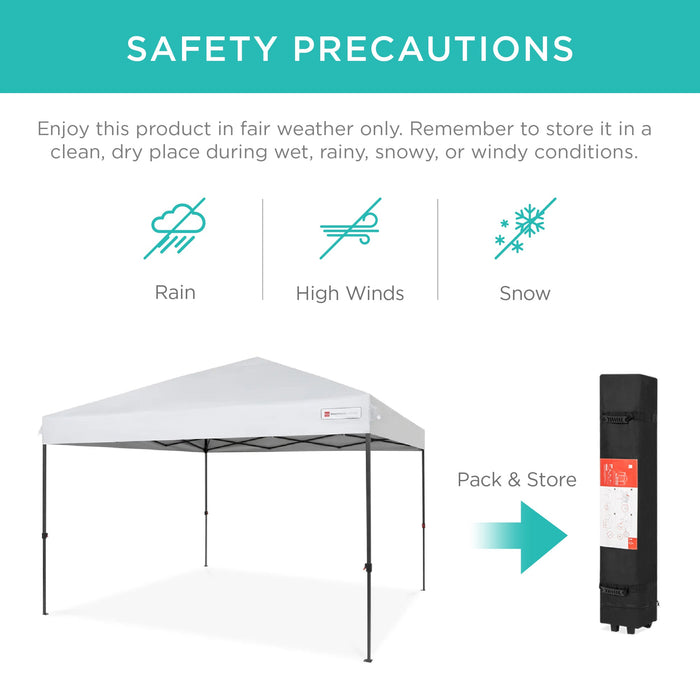 Auvent instantané à installation individuelle avec étui et 4 sacs de poids - 10 x 10 pieds