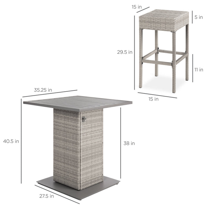 Ensemble de bar en osier 5 pièces avec 4 tabourets, décapsuleur intégré et rangement caché