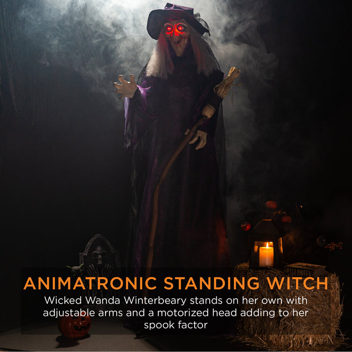 Wicked Wanda Standing Animatronic Witch with Sounds, LED Eyes - 5ft