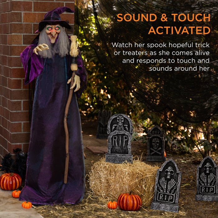 Wicked Wanda Standing Animatronic Witch with Sounds, LED Eyes - 5ft