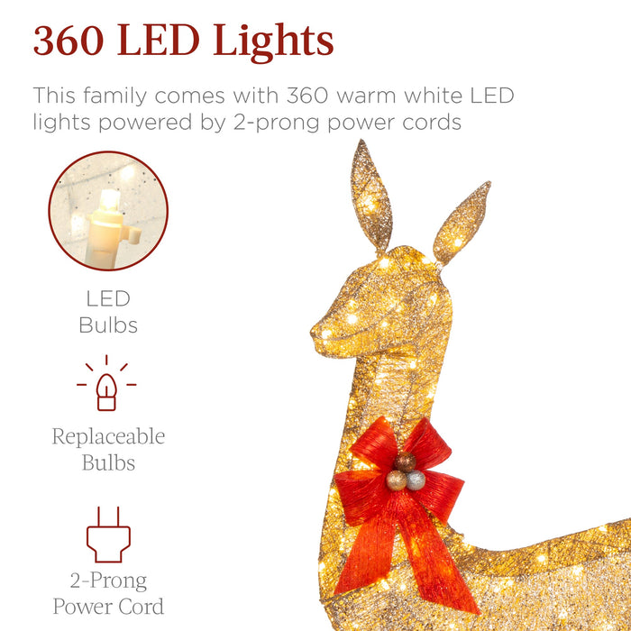 Ensemble de 3 cerfs de Noël illuminés pour décoration extérieure avec lumières LED