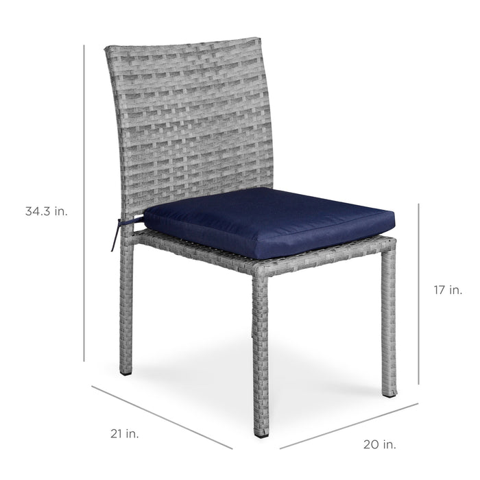 Lot de 4 chaises empilables en osier pour patio extérieur avec coussins, résistance aux UV