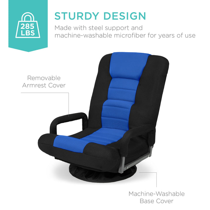 Gaming Floor Chair w/ 360-Degree Swivel, Armrest, Adjustable Backrest