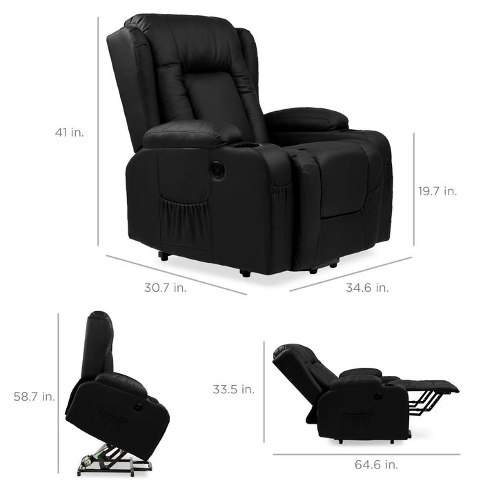 Electric Power Lift Recliner Massage Chair w/ Heat, USB Port, Cupholders