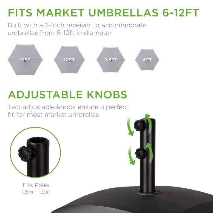 Fillable Mobile Umbrella Base Stand w/ 4 Wheels, 2 Locks, 123lb Capacity