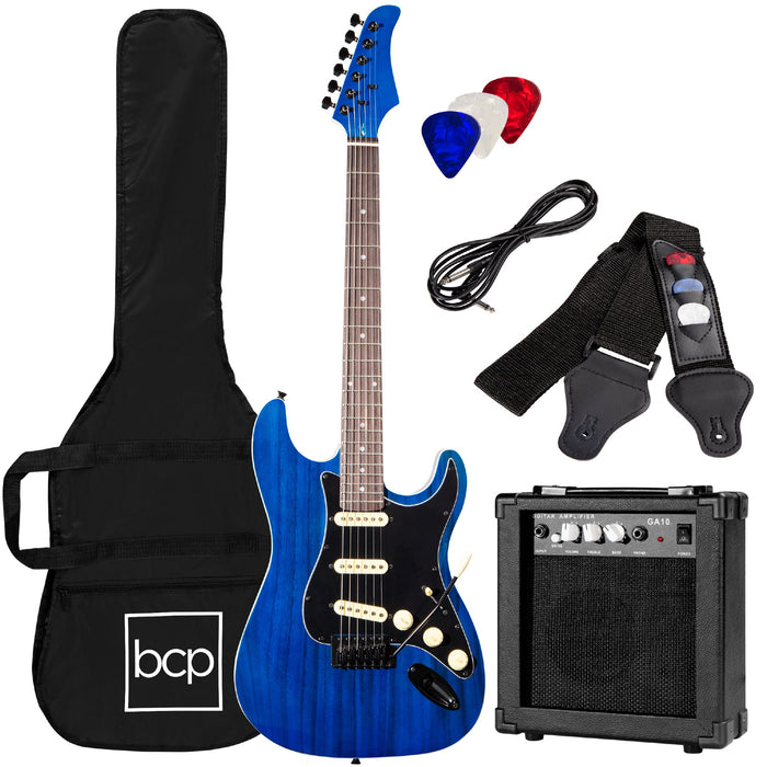 Beginner Electric Guitar Kit w/ Case, 10W Amp, Tremolo Bar - 39in