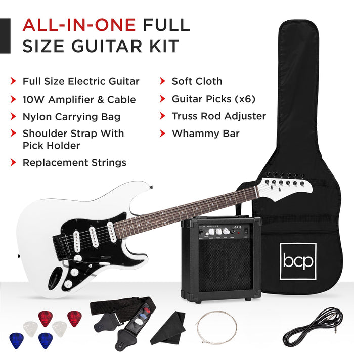 Beginner Electric Guitar Kit w/ Case, 10W Amp, Tremolo Bar - 39in