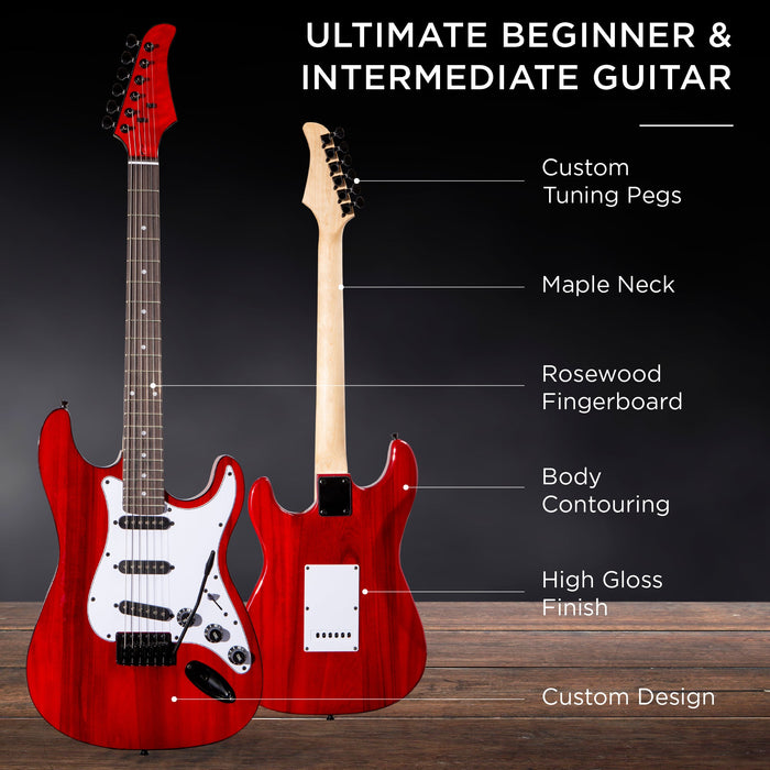 Beginner Electric Guitar Kit w/ Case, 10W Amp, Tremolo Bar - 39in