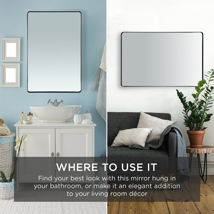 2-Way Rectangle Wall Mirror w/ Rounded Corners, Anti-Blast Film - 24x36in