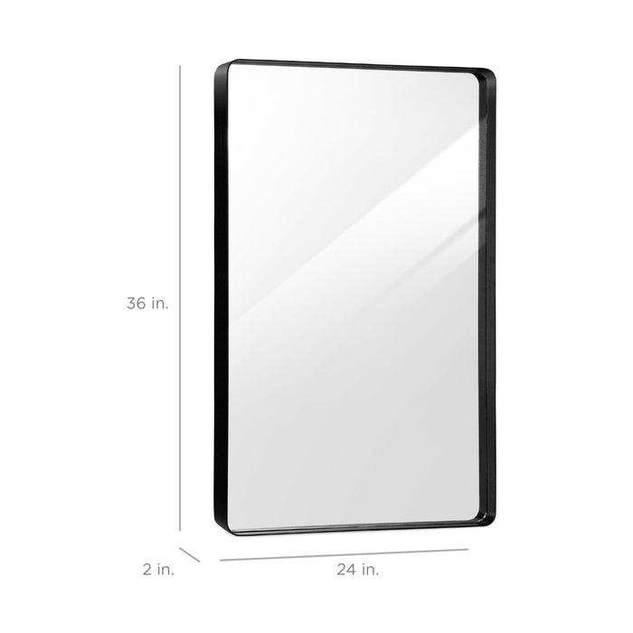 2-Way Rectangle Wall Mirror w/ Rounded Corners, Anti-Blast Film - 24x36in