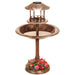 Solar Lighted Outdoor Pedestal Bird Bath w/ Planter, Decorative Bird Cage