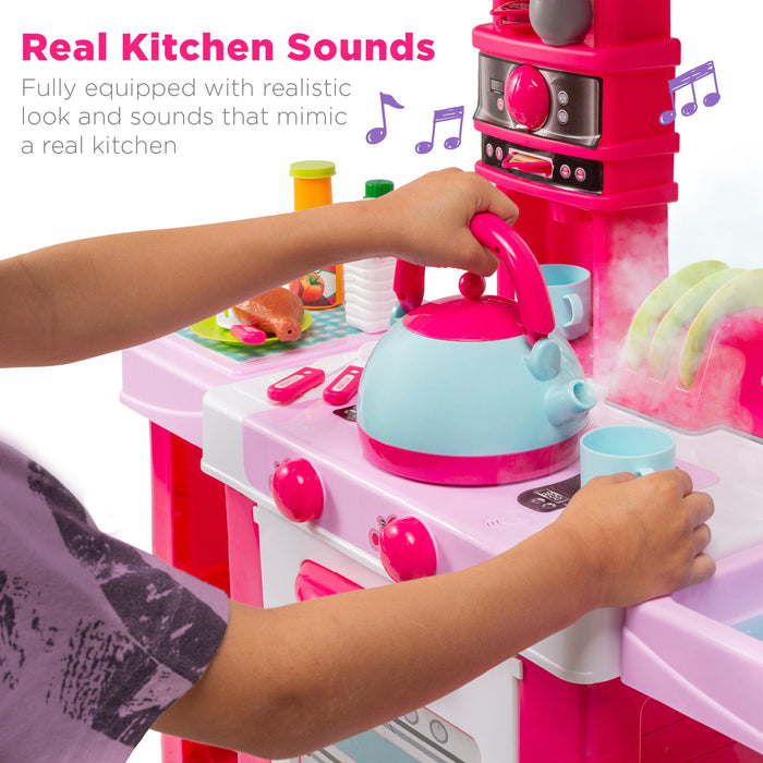 Pretend Play Kitchen Toy Set for Kids with Water Vapor Teapot