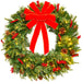 Pre-Lit Battery Powered Christmas Wreath w/ Lights, PVC Tips, Ribbon