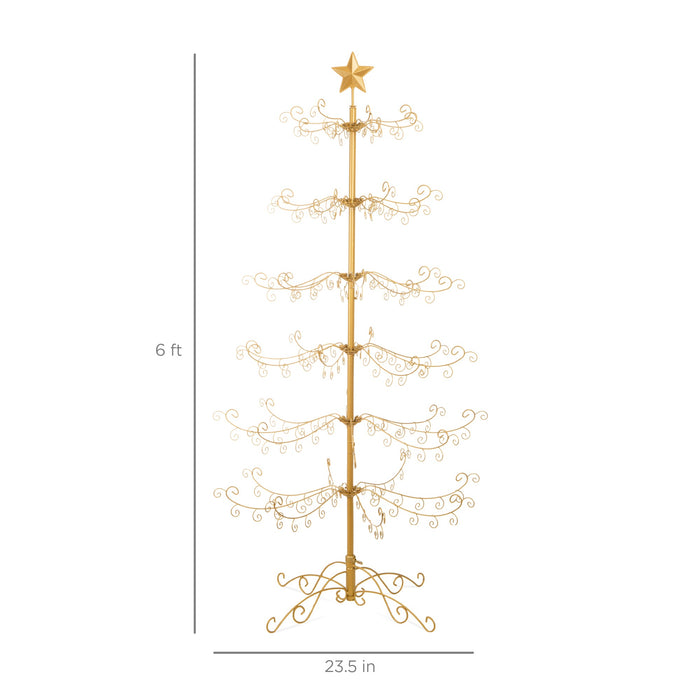 Wrought Iron Christmas Tree Ornament Display w/ Easy Assembly, Stand - 6ft