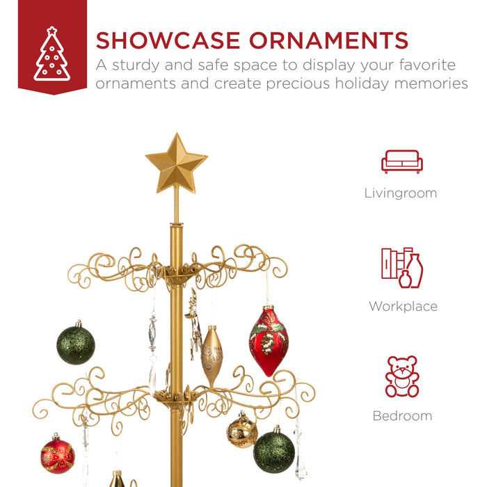 Wrought Iron Christmas Tree Ornament Display w/ Easy Assembly, Stand - 3ft