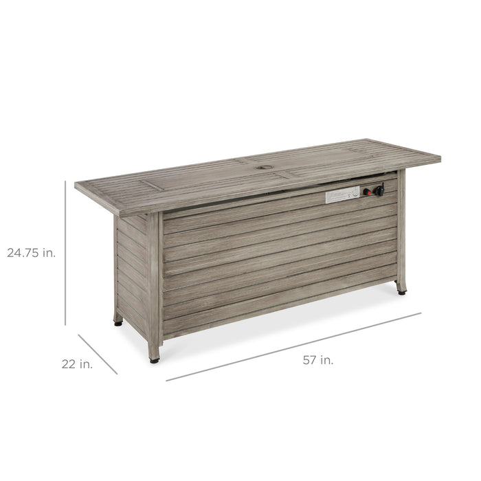 Table de foyer rectangulaire au gaz propane de 50 000 BTU avec rangement et housse - 57 po