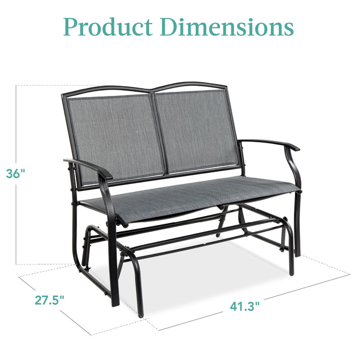 2-Person Patio Loveseat Swing Glider, Bench Rocker w/ Armrests