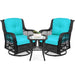 3-Piece Patio Wicker Bistro Furniture Set w/ 2 Swivel Rocking Chairs, Table