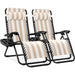 Set of 2 Adjustable Zero Gravity Patio Chair Recliners w/ Cup Holders