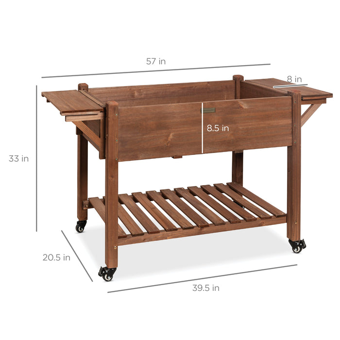 Jardinière surélevée mobile pré-teintée en bois avec support pour jardinière surélevée 57 x 20 x 33 po