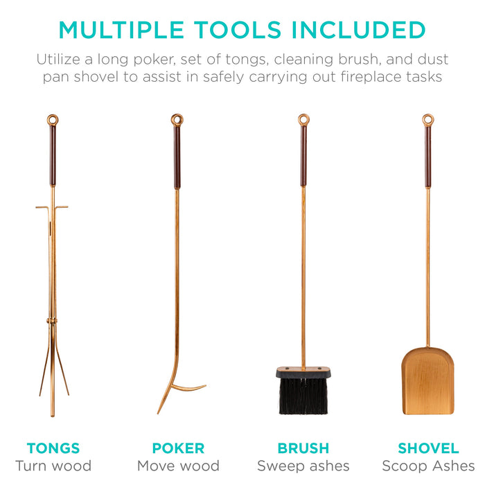 Ensemble d'outils antiques pour cheminée d'intérieur et d'extérieur moderne et contemporain de 5 pièces