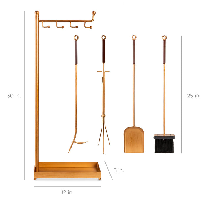 Ensemble d'outils antiques pour cheminée d'intérieur et d'extérieur moderne et contemporain de 5 pièces