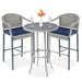 3-Piece Outdoor Bistro Wicker Table Bar Set w/ Bar Stools, Footrests