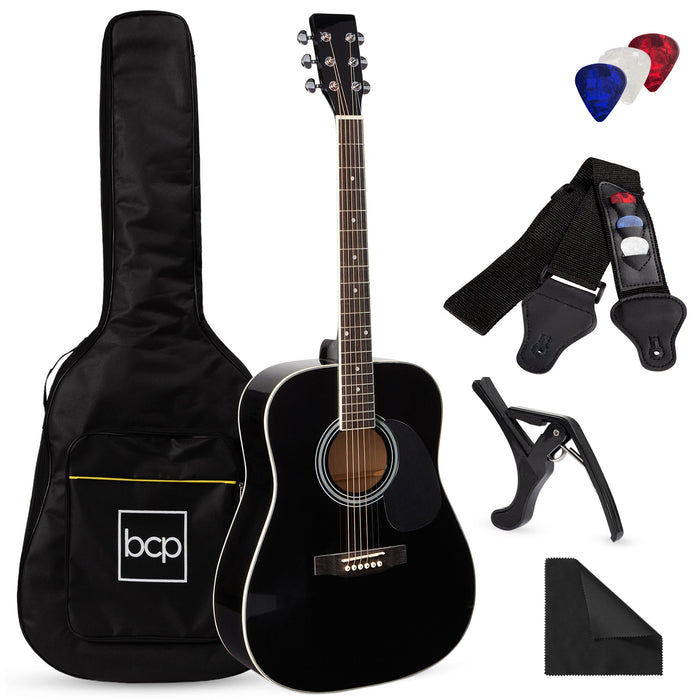 41in Acoustic Guitar Starter Kit w/ Digital Tuner, Padded Case, Picks, Strap